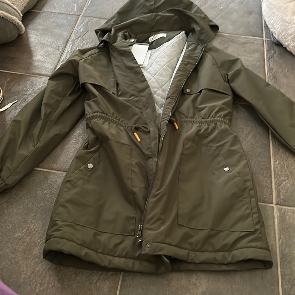mango kids long green jacket